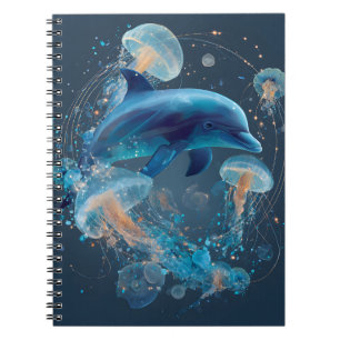 Cuaderno Portátil delfín azul brillante para medusas
