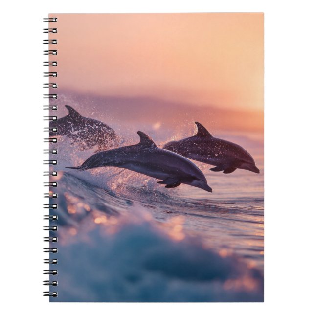 Cuaderno Portátil delfines Sunset Saltando Ondas (Frente)