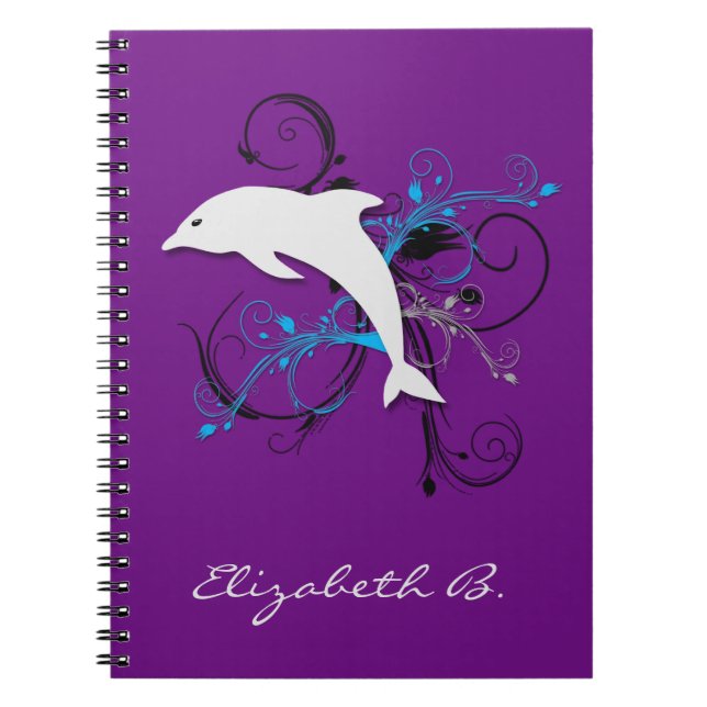 Cuaderno Portátil Delphin Silhouette Purple personalizado (Frente)