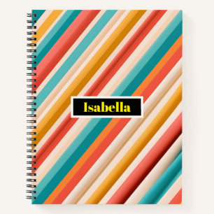 Cuaderno Portátil Deluxe Retro Striped Geométrico colorid