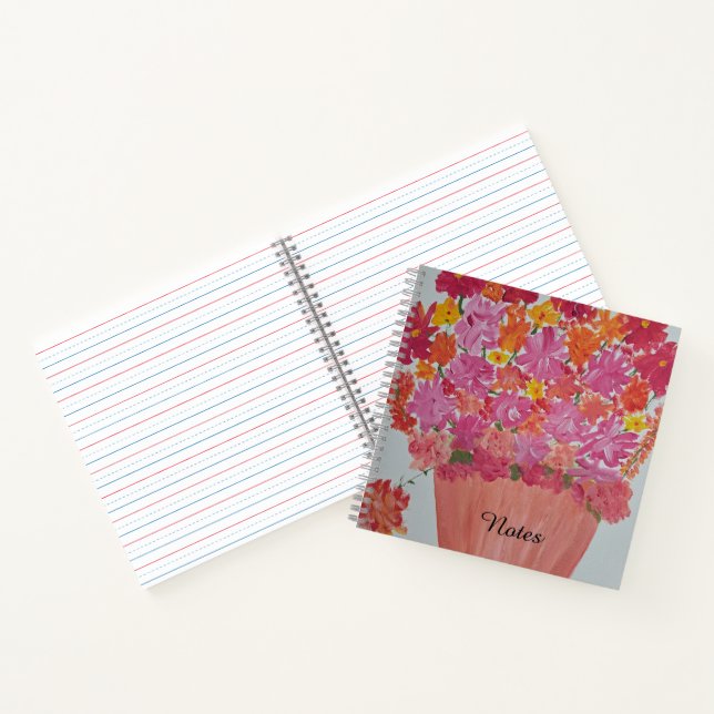 Cuaderno Portátil diseñado con floral de plástico rosado (Interior)