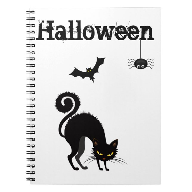 Cuaderno Portátil - Diseño de gato negro espantado 2 (Frente)