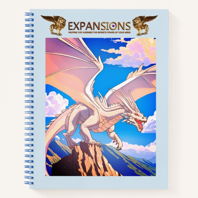 Cuaderno Portátil Dragón alado blanco (Anverso)