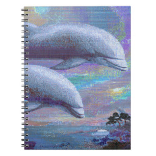 Cuaderno Portátil Dreamy Pastel Flying Dolphins Fantasy