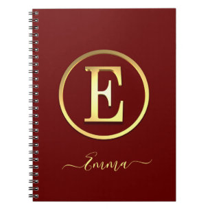 Cuaderno Portátil E inicial de oro elegante
