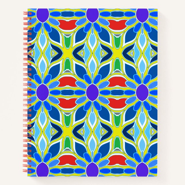 Cuaderno Portátil en espiral, patrón vibrante y transparent (Anverso)