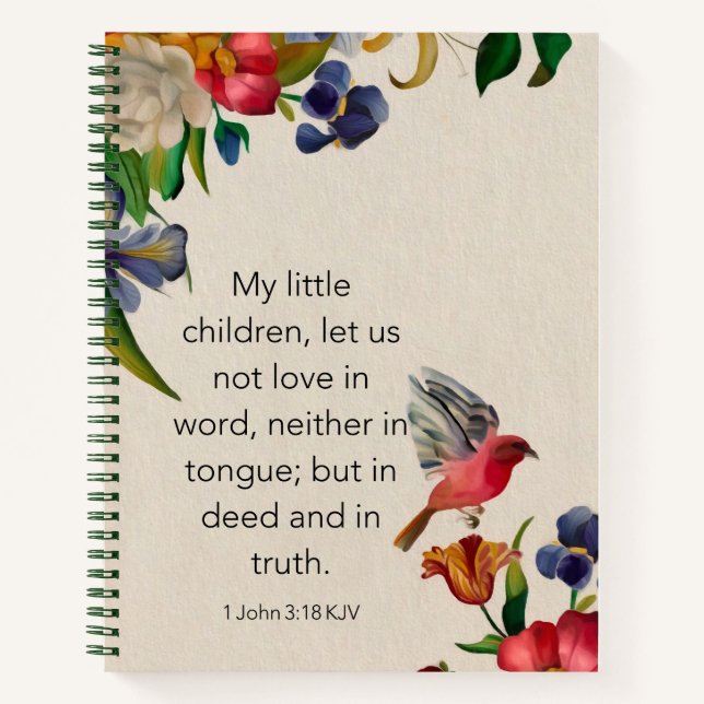 Cuaderno Portátil espiral - 1 John 3:18 KJV (Anverso)