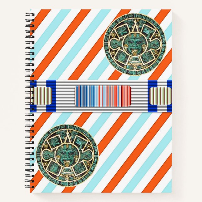 Cuaderno Portátil espiral Aztec Naranja banda azul (Anverso)