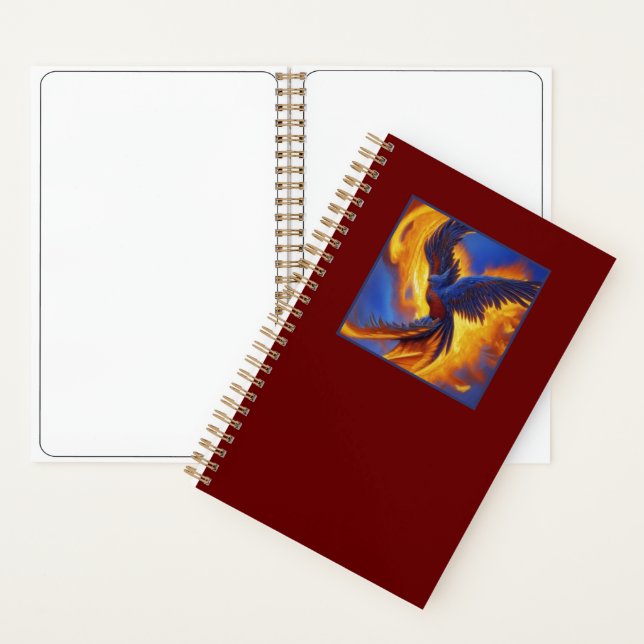 Cuaderno Portátil Espiral Azul Fénix, Rojo Oscuro (Interior)