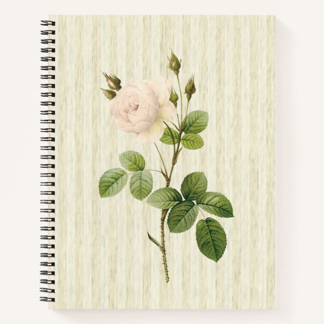 Cuaderno Portátil espiral Beige Rosa floral (Anverso)