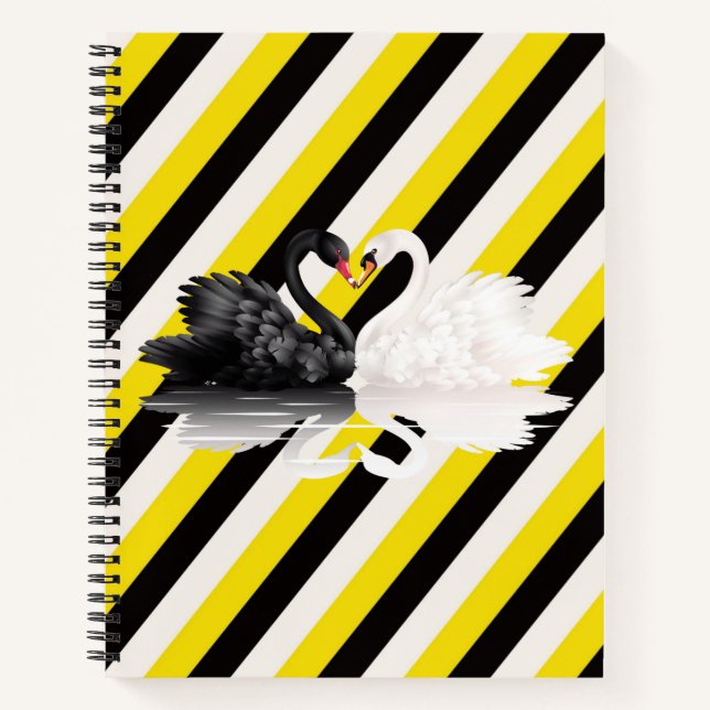 Cuaderno Portátil espiral Cisne blanco de banda amarilla ne (Anverso)