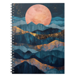 Cuaderno Portátil espiral con arte de montaña abstracto.