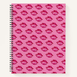 Cuaderno Portátil espiral con diseño de labios lúcidos