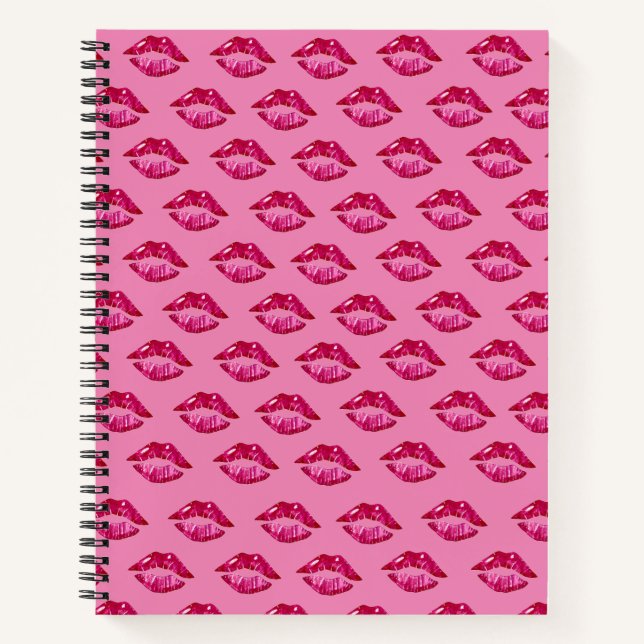 Cuaderno Portátil espiral con diseño de labios lúcidos (Anverso)