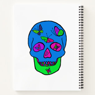 Cuaderno Portátil espiral con diseño de mariposa craneana.