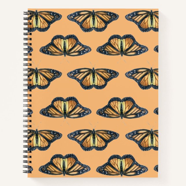 Cuaderno Portátil espiral con diseño de mariposa monarca (Anverso)