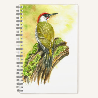 Cuaderno Portátil espiral con oropo de madera verde acuarel