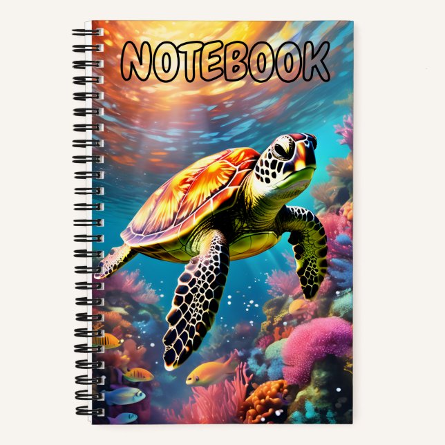 Cuaderno Portátil espiral con tema de tortuga (Anverso)