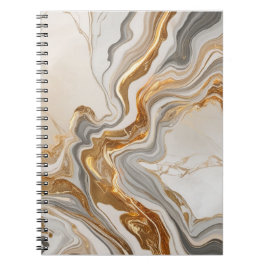 Cuaderno Portátil espiral con toque de mármol dorado