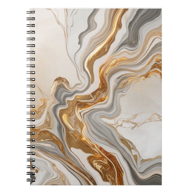 Cuaderno Portátil espiral con toque de mármol dorado (Frente)