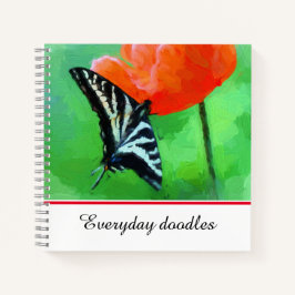 Cuaderno Portátil espiral de amapola mariposa fotográfica