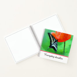Cuaderno Portátil espiral de amapola mariposa fotográfica