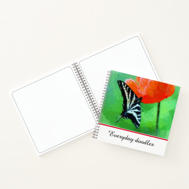 Cuaderno Portátil espiral de amapola mariposa fotográfica (Interior)