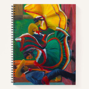 Cuaderno Portátil espiral de bailarina folclórica mexican