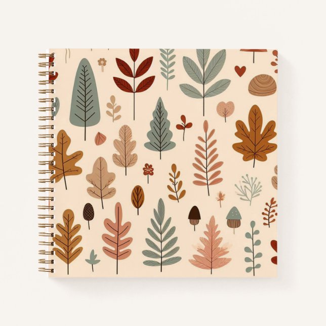 Cuaderno Portátil espiral de follaje de Woodland (Anverso)