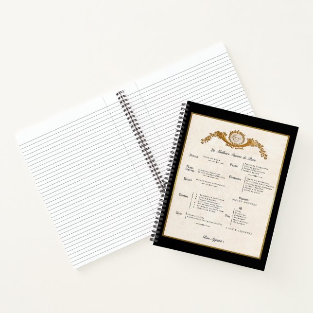Cuaderno Portátil espiral de menú francés (Interior)