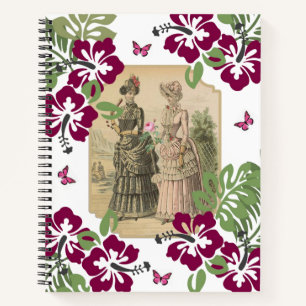 Cuaderno Portátil espiral de mujeres victorianas floral
