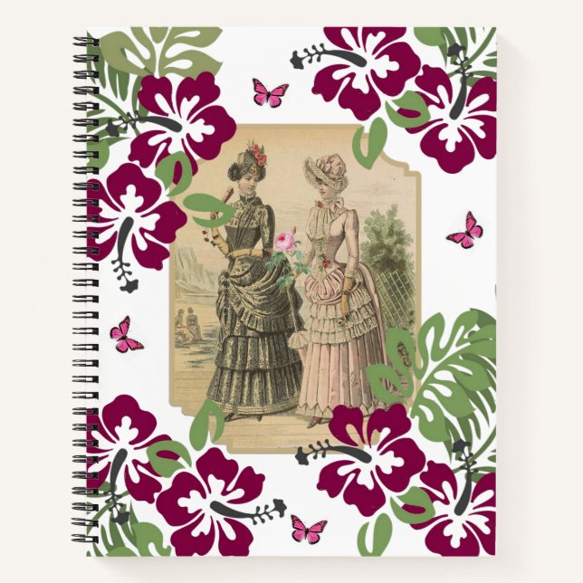 Cuaderno Portátil espiral de mujeres victorianas floral (Anverso)