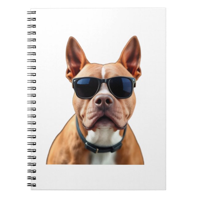 Cuaderno Portátil espiral de perro con gafas de sol (Frente)