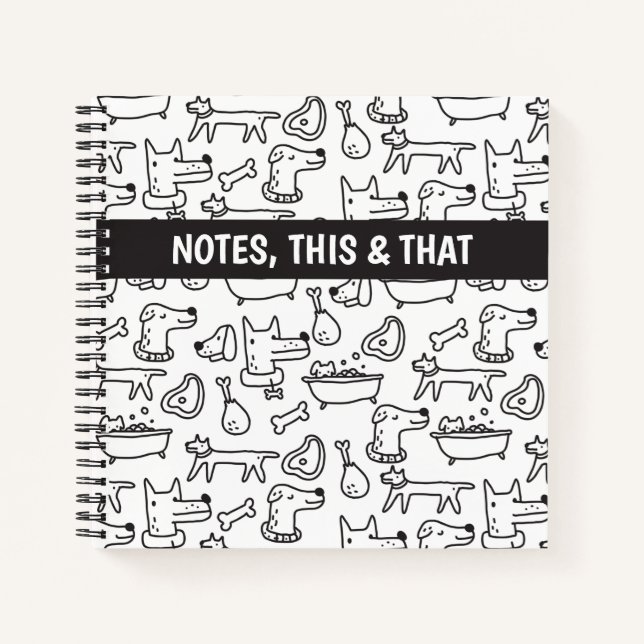 Cuaderno Portátil espiral de perros Doodle (Anverso)