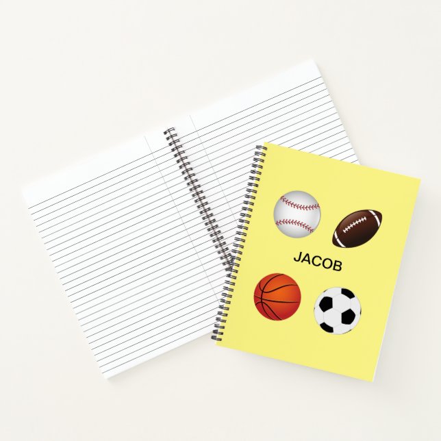 CUADERNO PORTÁTIL ESPIRAL "DEPORTES" CON NOMBRE INFANTIL. (Interior)