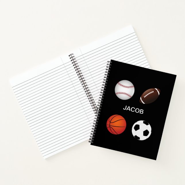 CUADERNO PORTÁTIL ESPIRAL "DEPORTES" CON NOMBRE INFANTIL. (Interior)