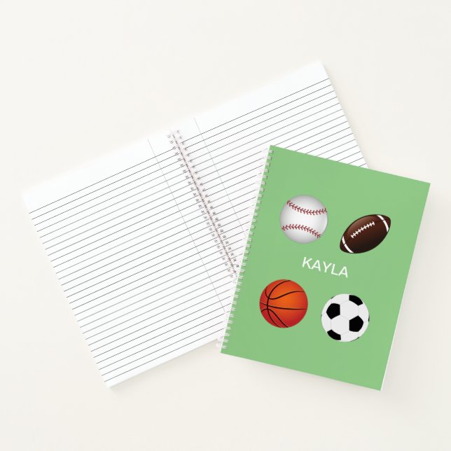 CUADERNO PORTÁTIL ESPIRAL "DEPORTES" CON NOMBRE INFANTIL. (Interior)