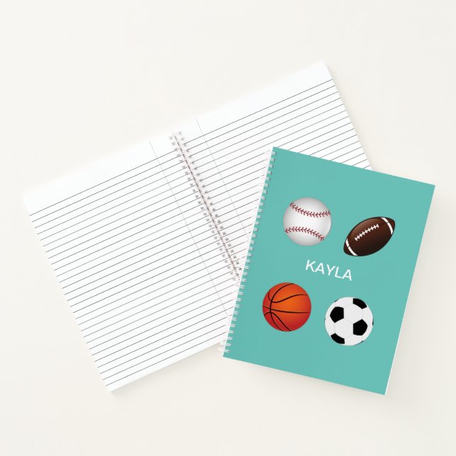 CUADERNO PORTÁTIL ESPIRAL "DEPORTES" CON NOMBRE INFANTIL. (Interior)