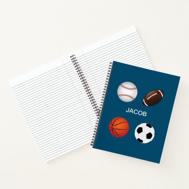 CUADERNO PORTÁTIL ESPIRAL "DEPORTES" CON NOMBRE INFANTIL. (Interior)