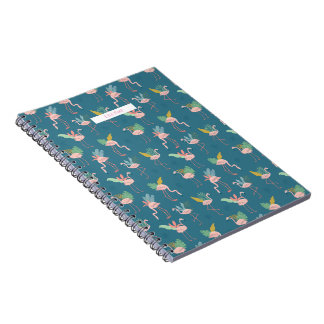 Cuaderno Portátil espiral Flamingo con patrón tropical