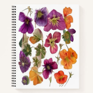 Cuaderno Portátil espiral - Flores con presión Bonito