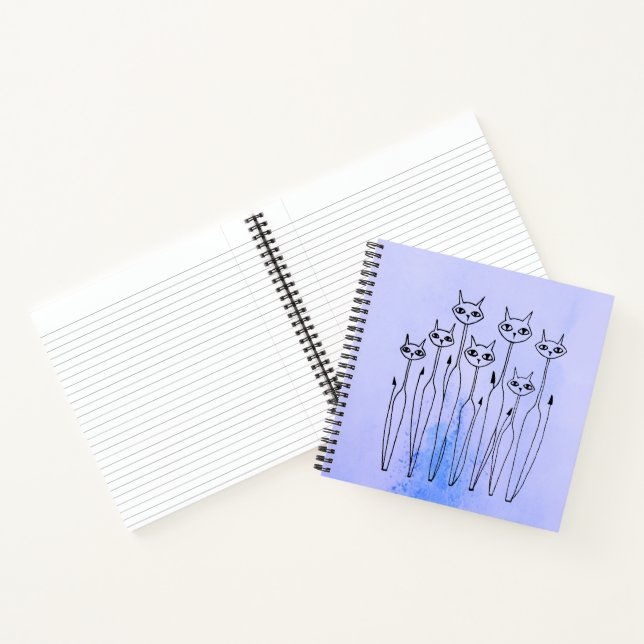 Cuaderno Portátil espiral (gatos dibujados a mano) (Interior)