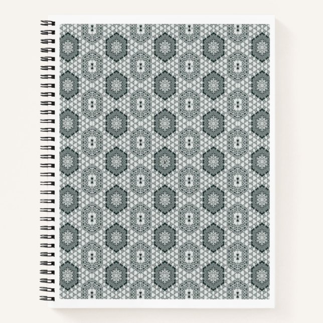 Cuaderno Portátil Espiral Llenado De Fros Gris Y Blanco (Anverso)