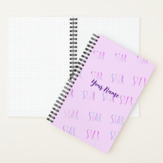 Cuaderno portátil espiral minimalista de estrella morada li