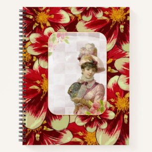 Cuaderno Portátil espiral mujer victoriana floral