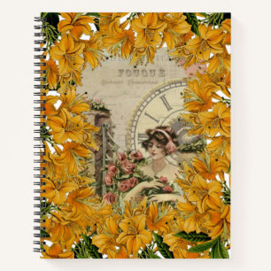 Cuaderno Portátil espiral mujer victoriana floral