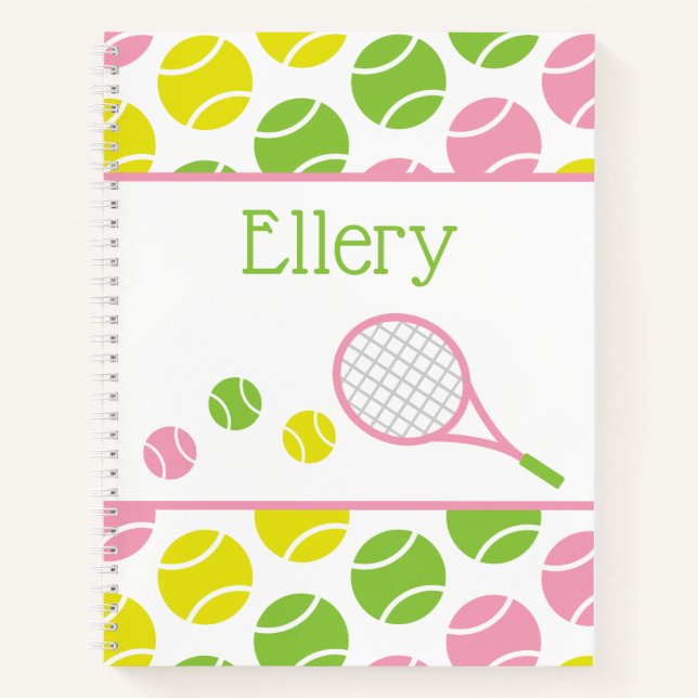 Cuaderno Portátil Espiral Personalizada de Tenis Preppy (Anverso)