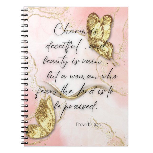 Cuaderno Portátil espiral Proverbs 31:30 (Frente)