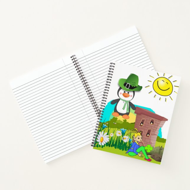 Cuaderno Portátil espiral St. Patrick's Day Penguin (Interior)