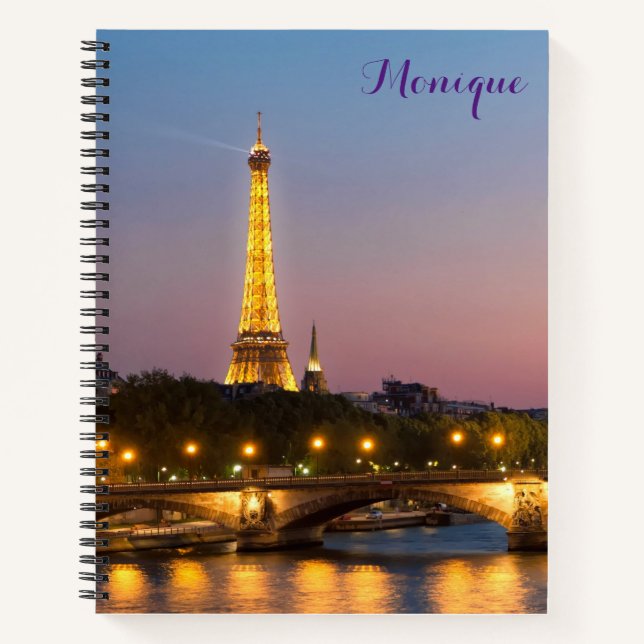 Cuaderno Portátil Espiral Temático de la Torre Eiffel de Pa (Anverso)